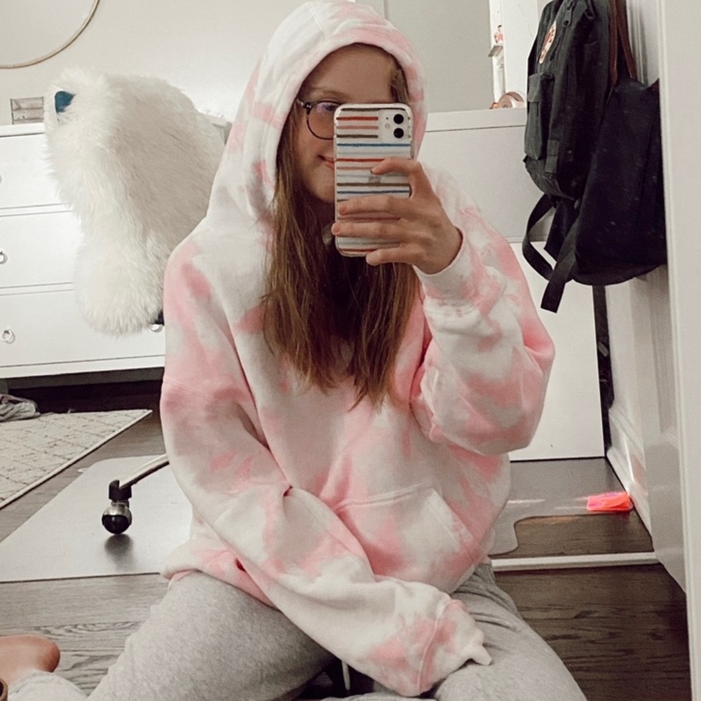 Pink and White Tie Dye Sweatshirt